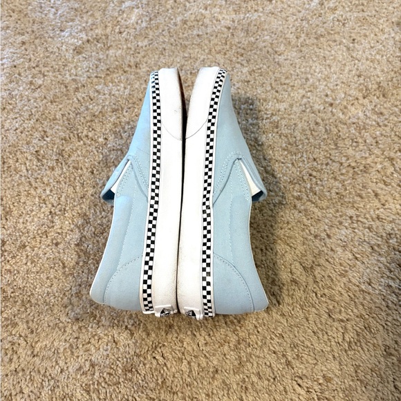 Vans Slip-On Sneakers- Light Blue with Checkerboard Trim - Picture 3 of 6